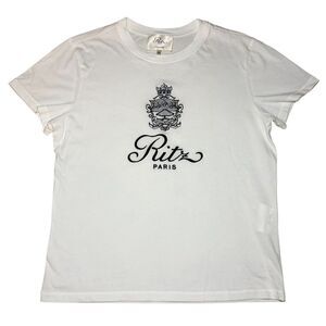 FRAME Ritz Paris Embroidered Graphic Baby Tee Shirt Size Small